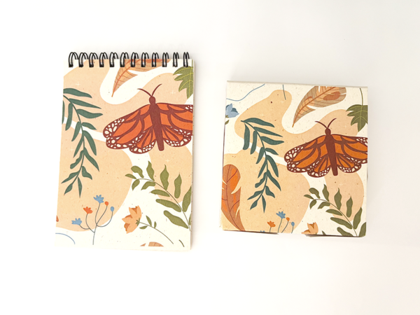 Ensemble carnet et bloc-note papillons